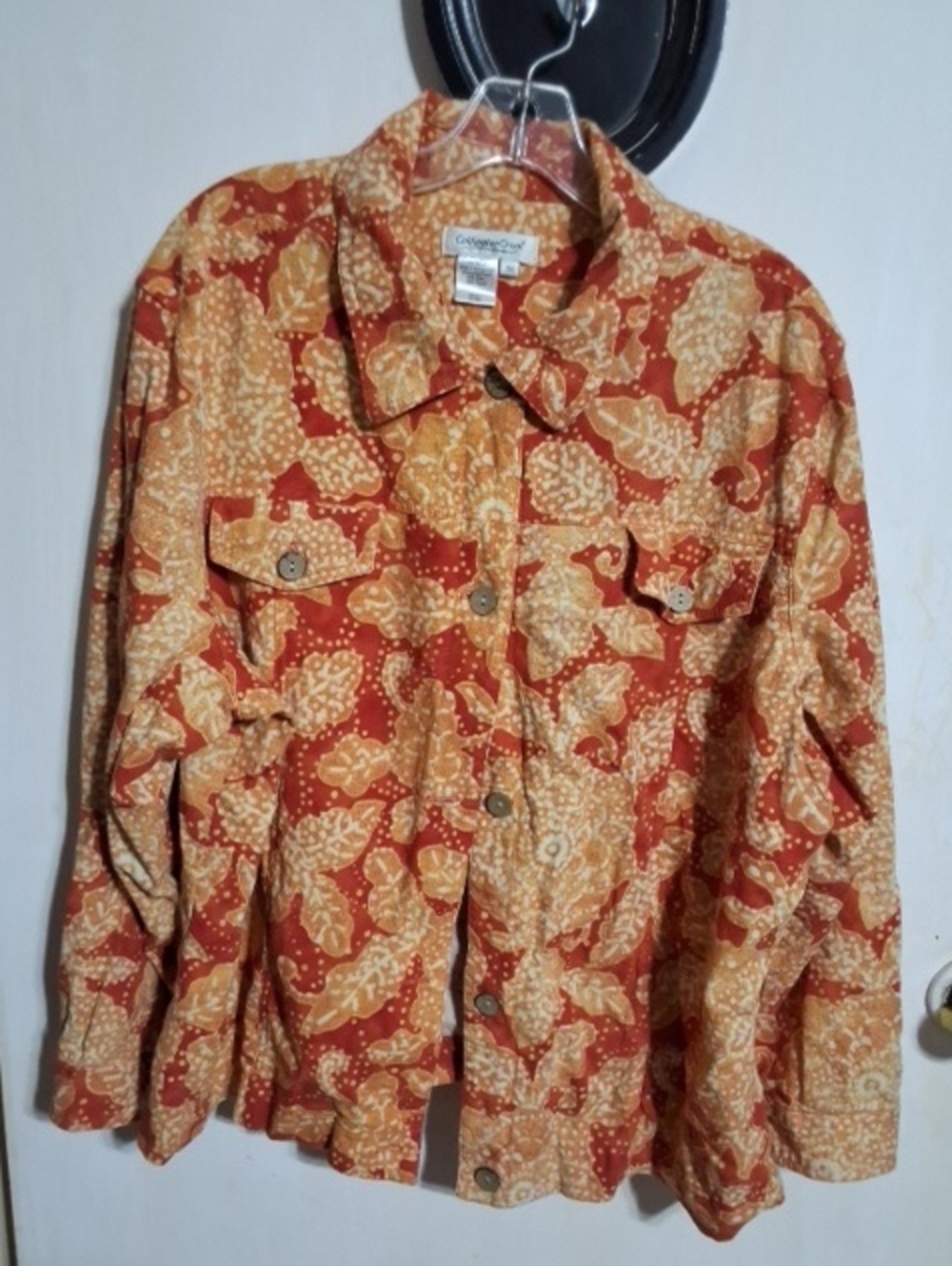 Coldwater Creek Floral Linen Rayon Button-Front Lightweight Jacket